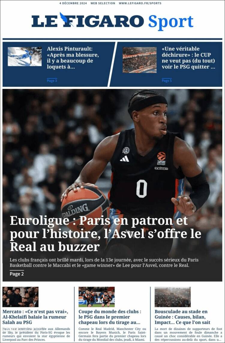 Portada de Le Figaro Sport (Francia)