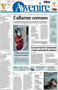 Portada de Avvenire (Italia)