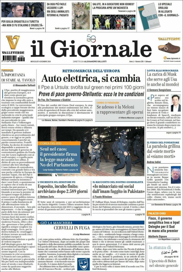 Portada de il Giornale (Italia)