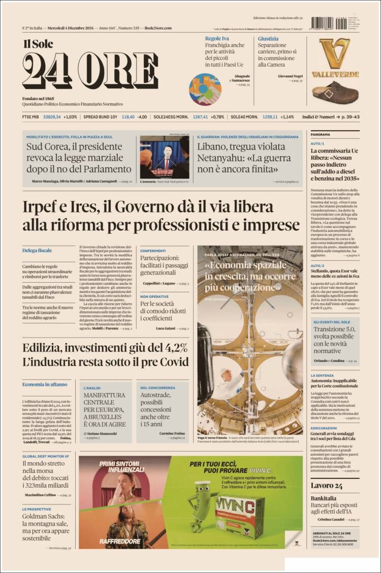 Portada de Il Sole 24 ORE (Italia)