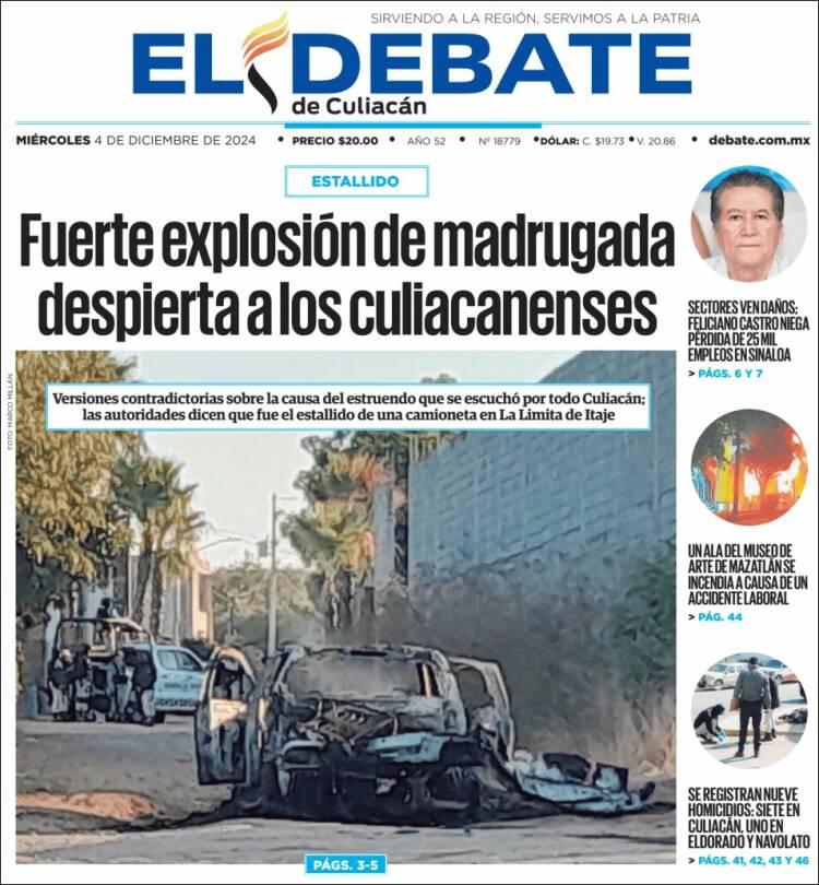 Portada de El Debate de Culiacán (M&eacute;xico)