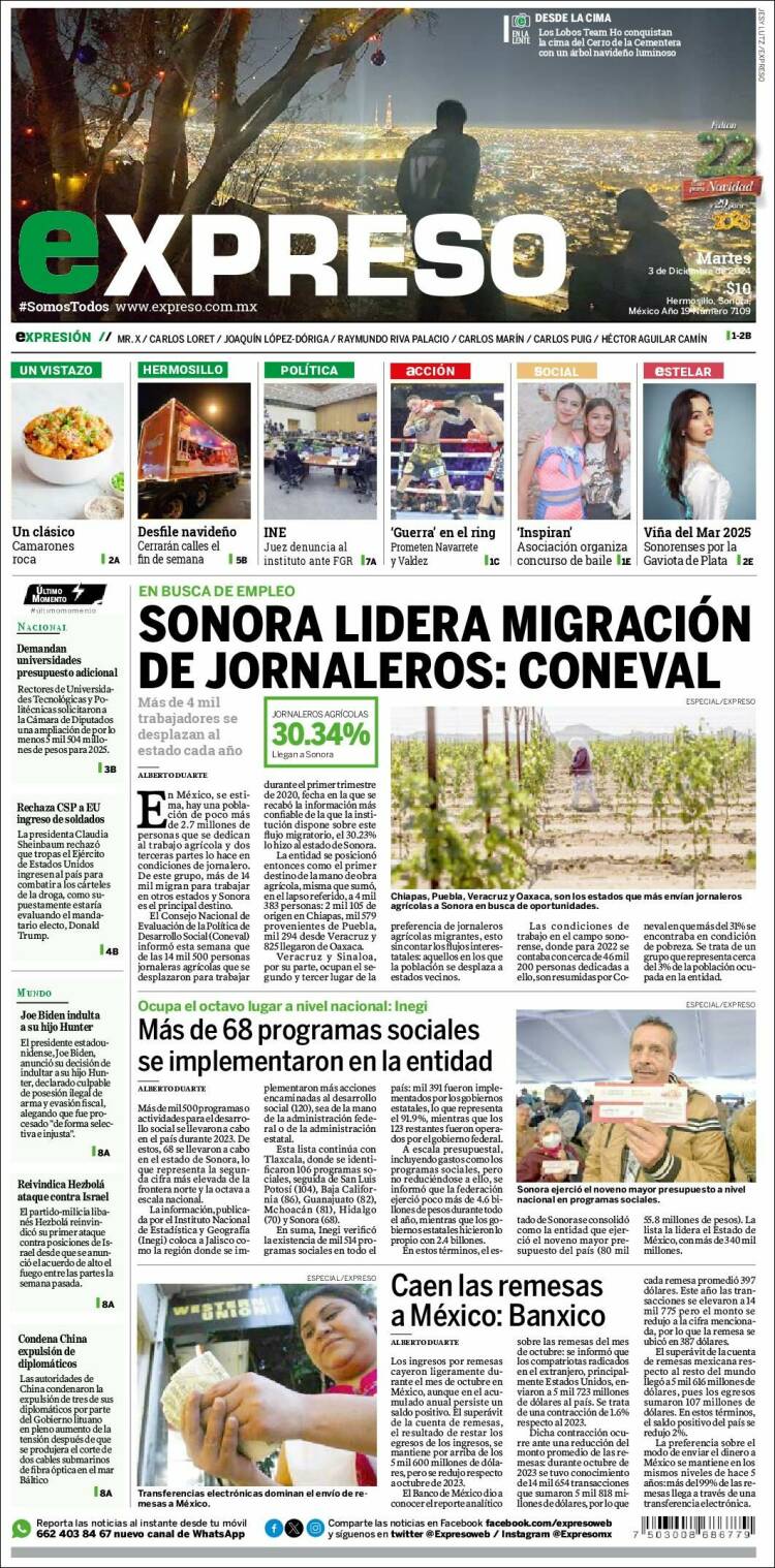 Portada de Expreso (M&eacute;xico)