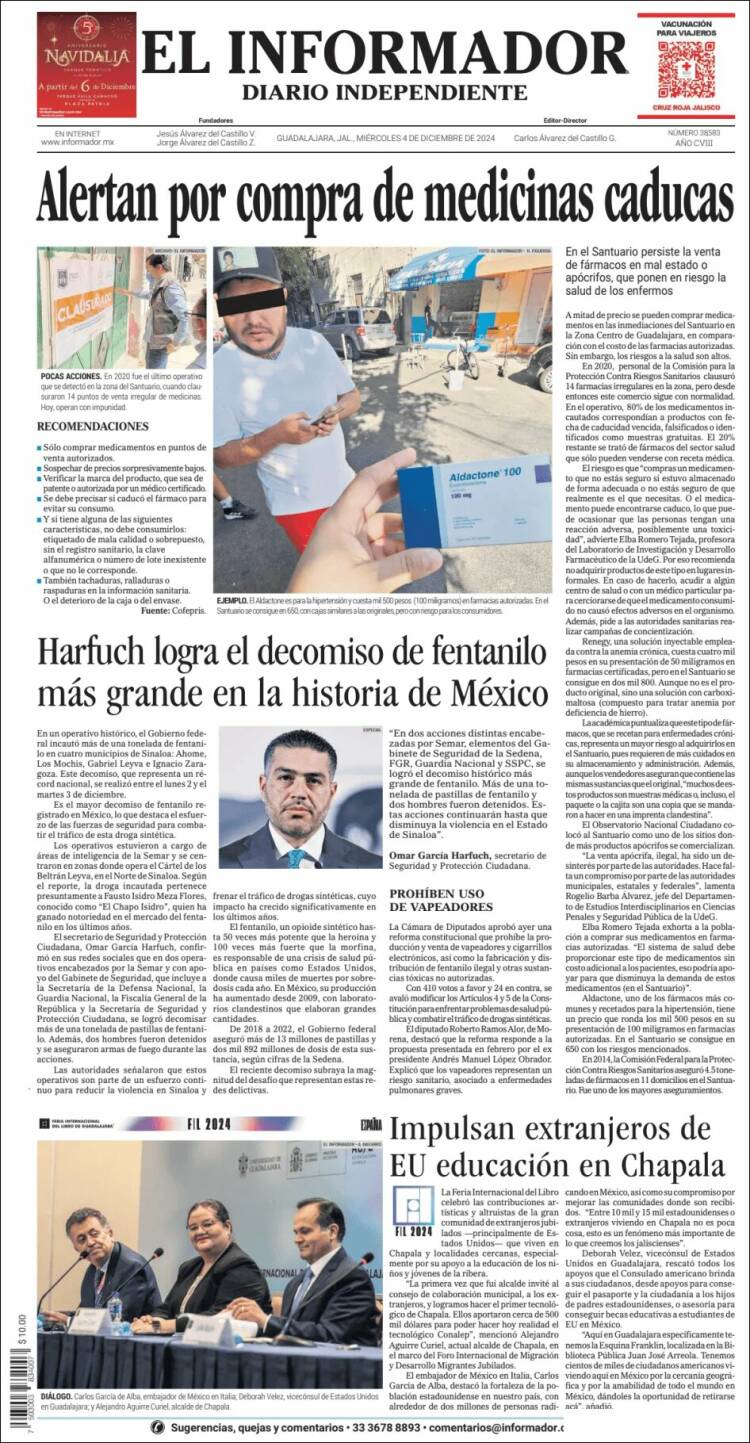 Portada de El Informador (M&eacute;xico)