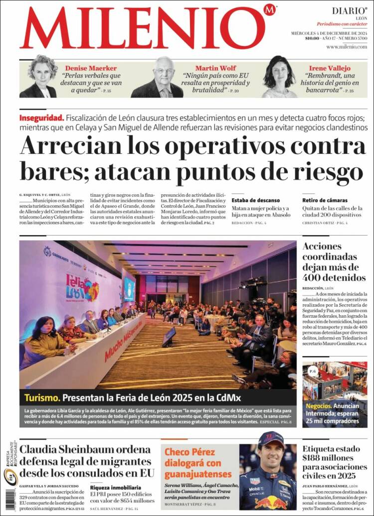 Portada de Milenio de León (M&eacute;xico)