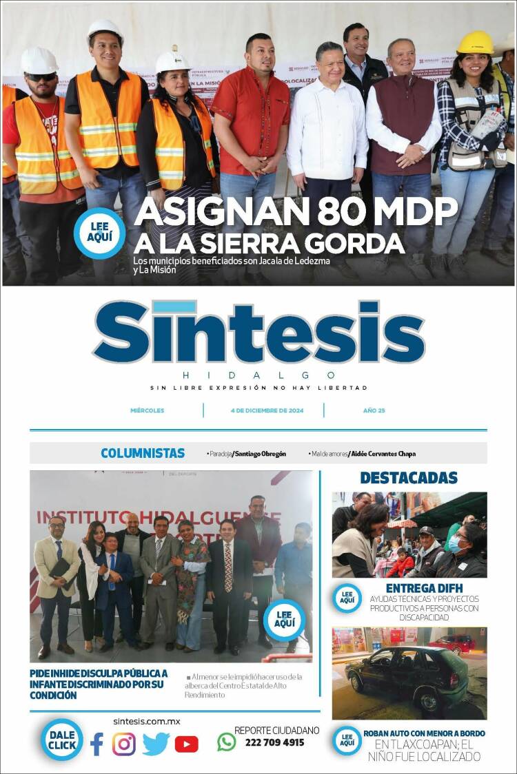 Portada de Sistesis - Hidalgo (M&eacute;xico)