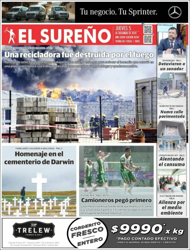 Portada de Diario El Sureño (Argentina)