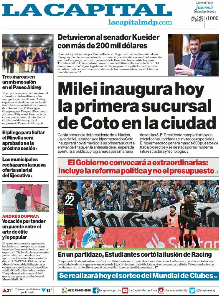 Portada de Diario La Capital - Mar del Plata (Argentina)