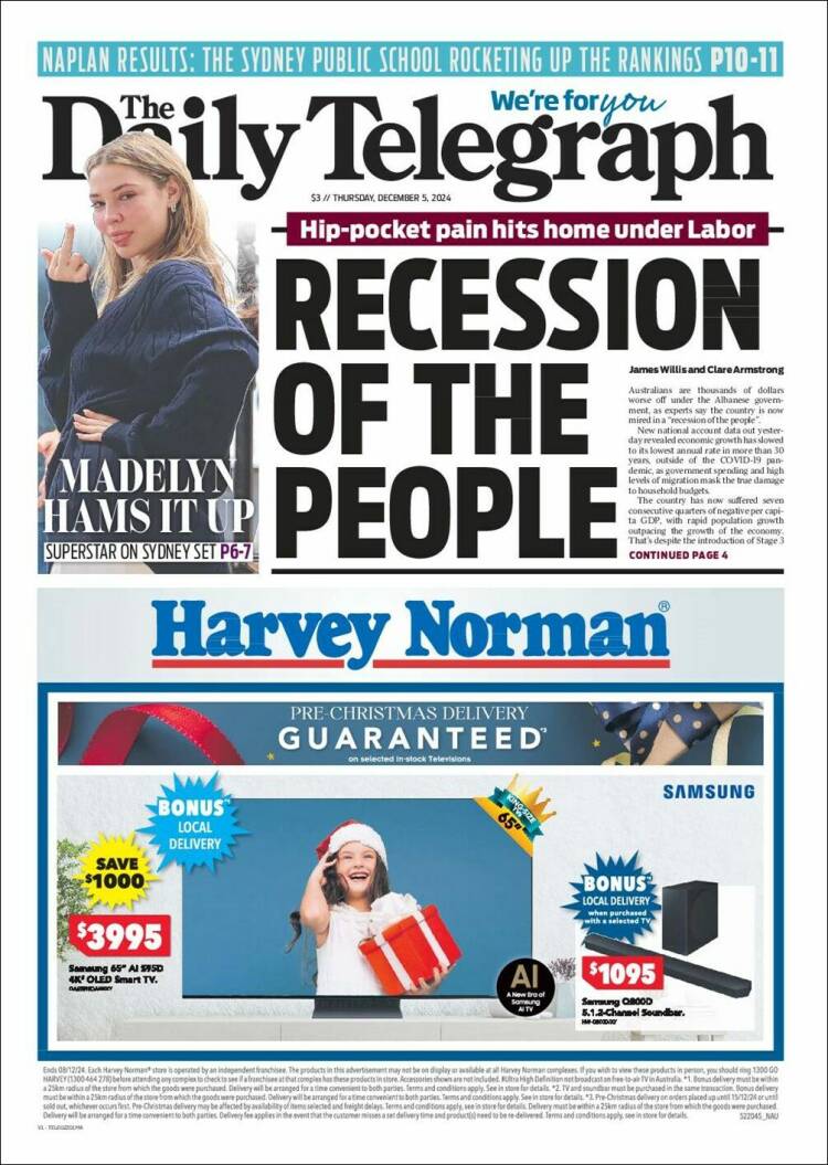 Portada de The Daily Telegraph (Australia)