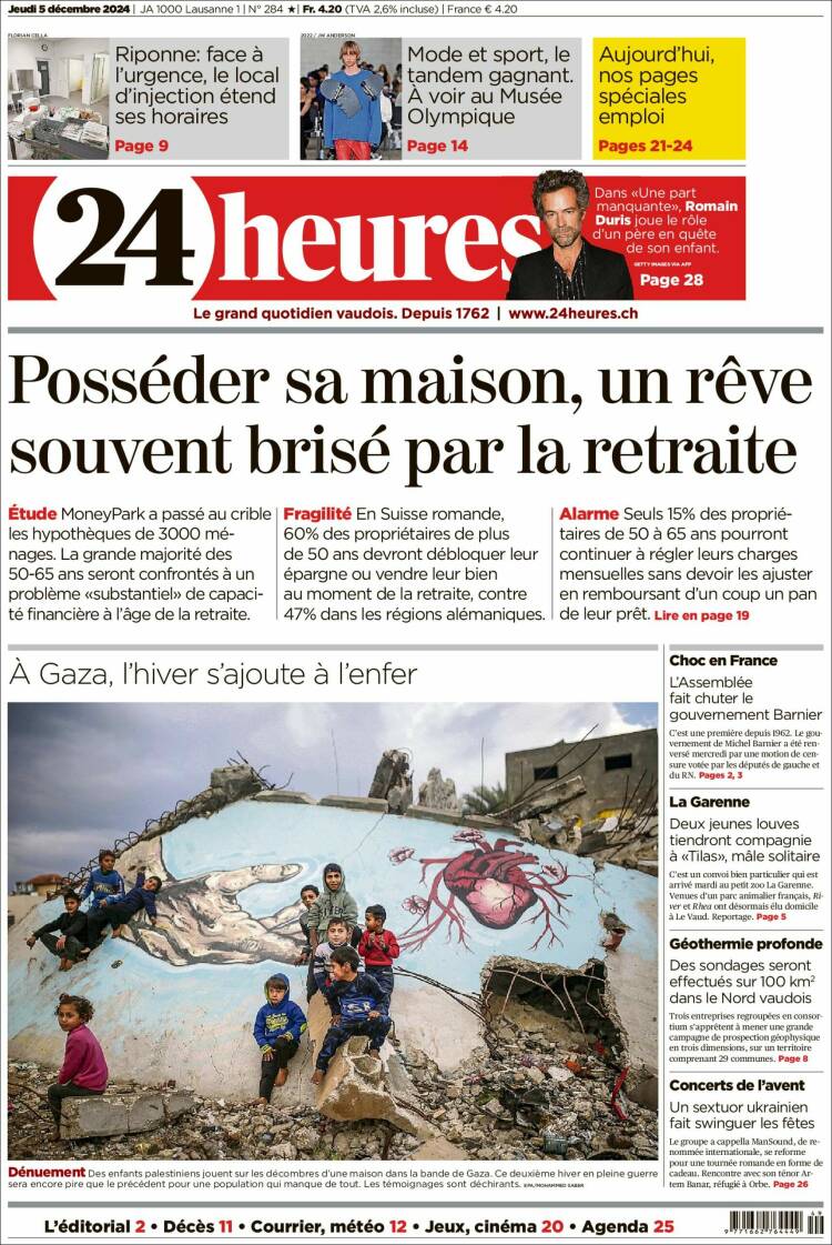 Portada de 24 Heures (Suiza)