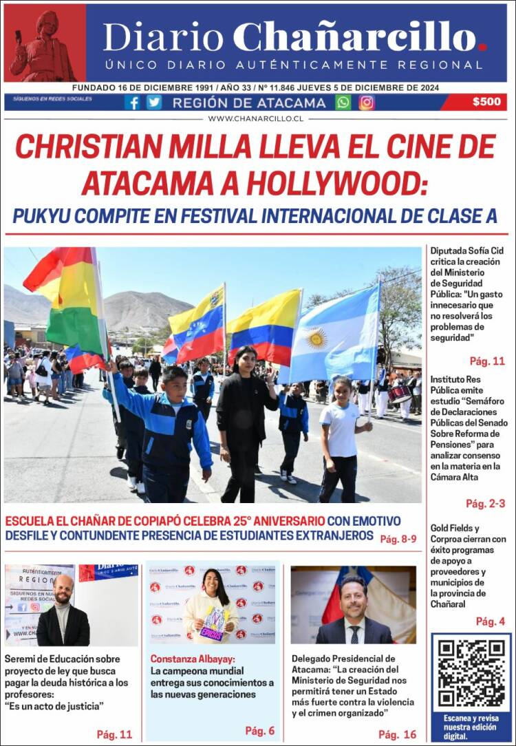 Portada de Diario Chañarcillo (Chile)