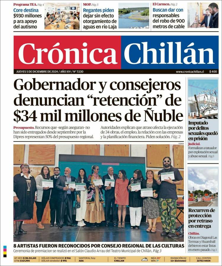 Portada de Crónica Chillán (Chile)
