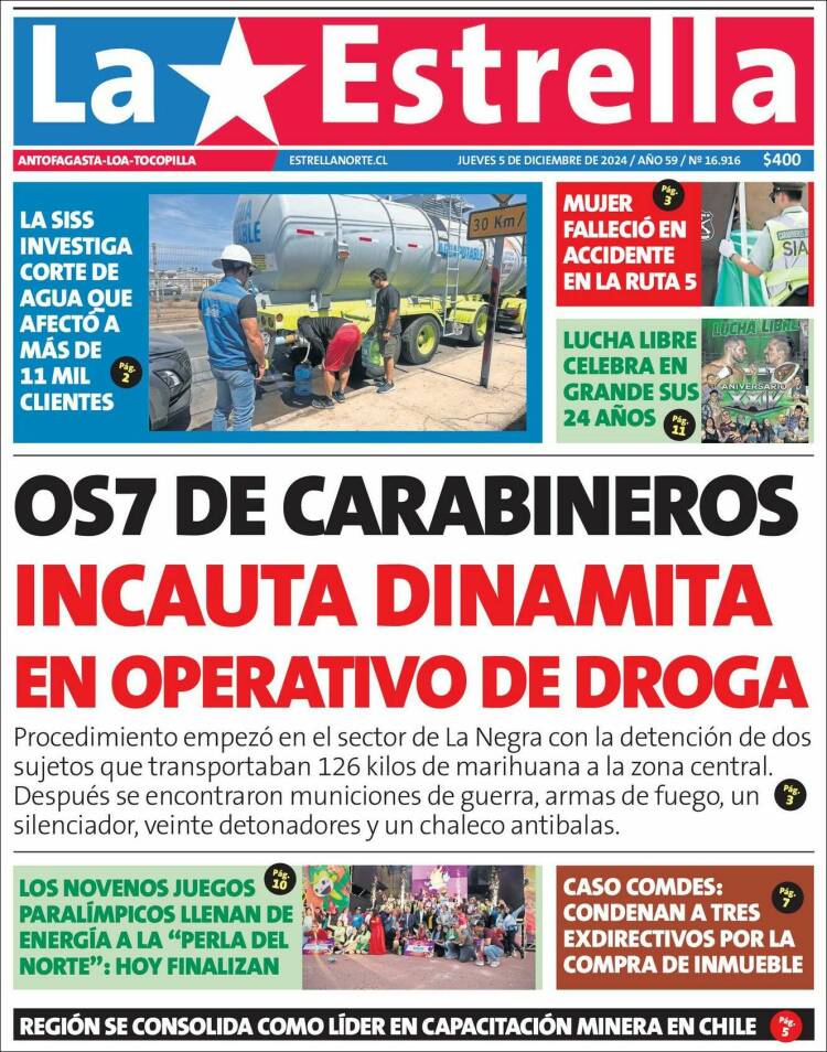 Portada de La Estrella de Loa (Chile)