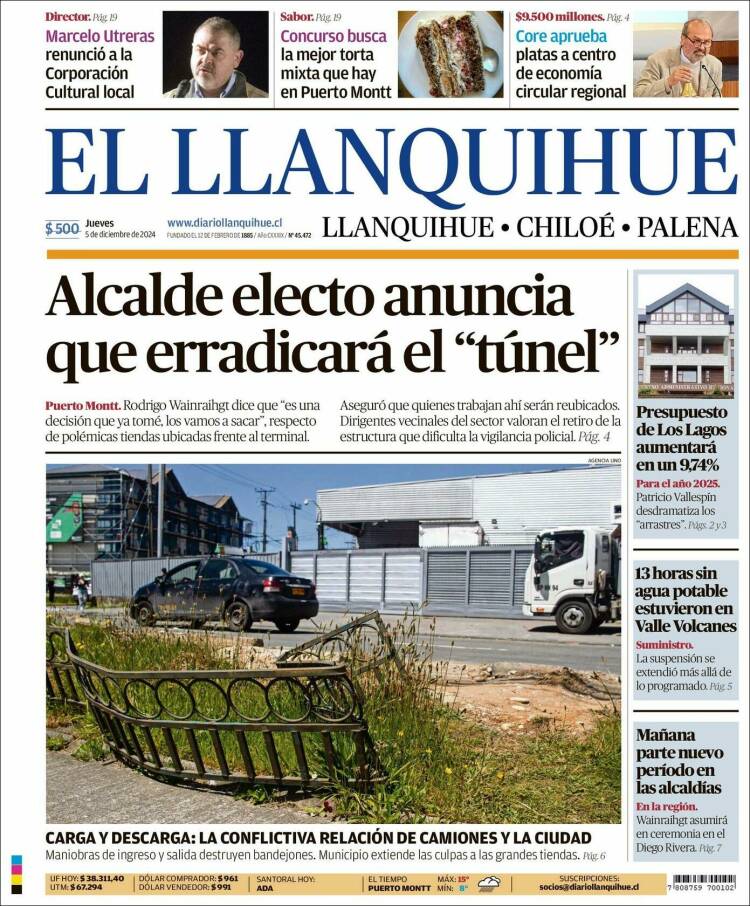 Portada de El Llanquihue (Chile)