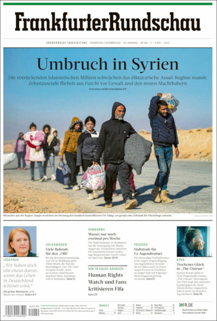 Portada de Frankfurter Rundschau (Alemania)