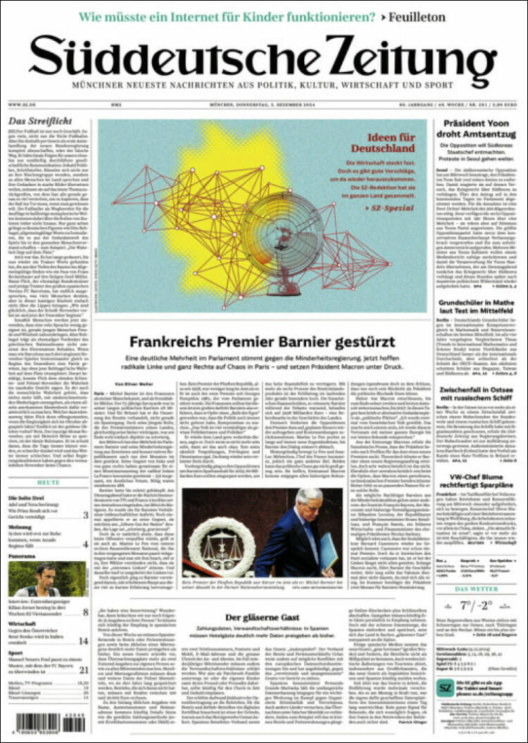 Portada de Sueddeutsche (Alemania)