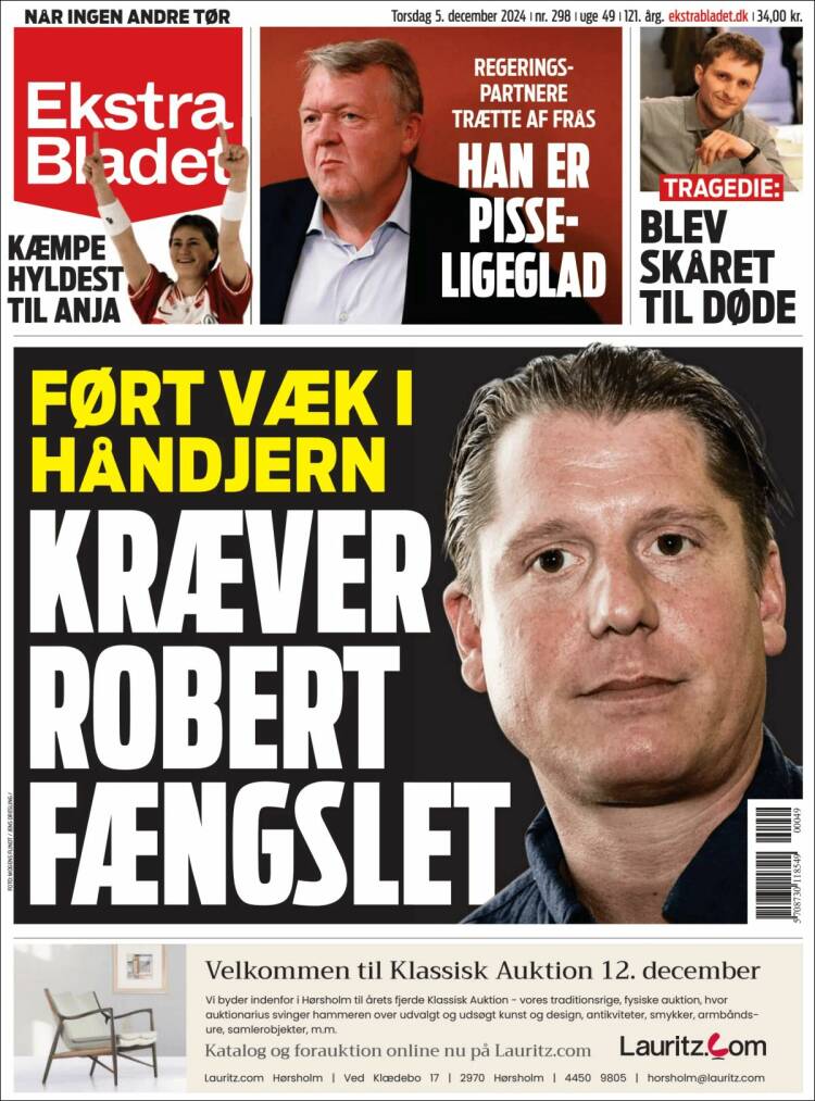 Portada de Ekstra Bladet (Dinamarca)