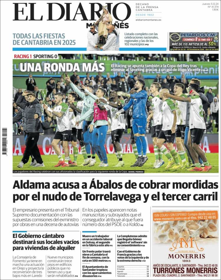 Portada de El Diario Montañés (España)