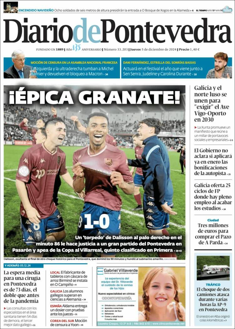 Portada de Diario de Pontevedra (España)