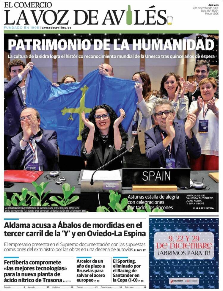 Portada de El Comercio - Avilés (España)