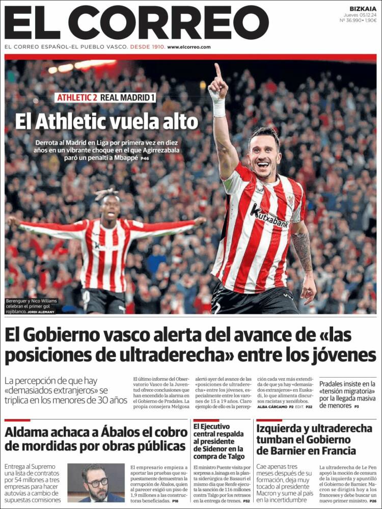 Portada de El Correo (España)