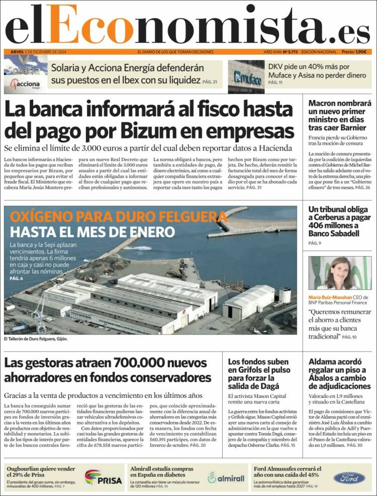 Portada de El Economista (Espa&ntilde;a)