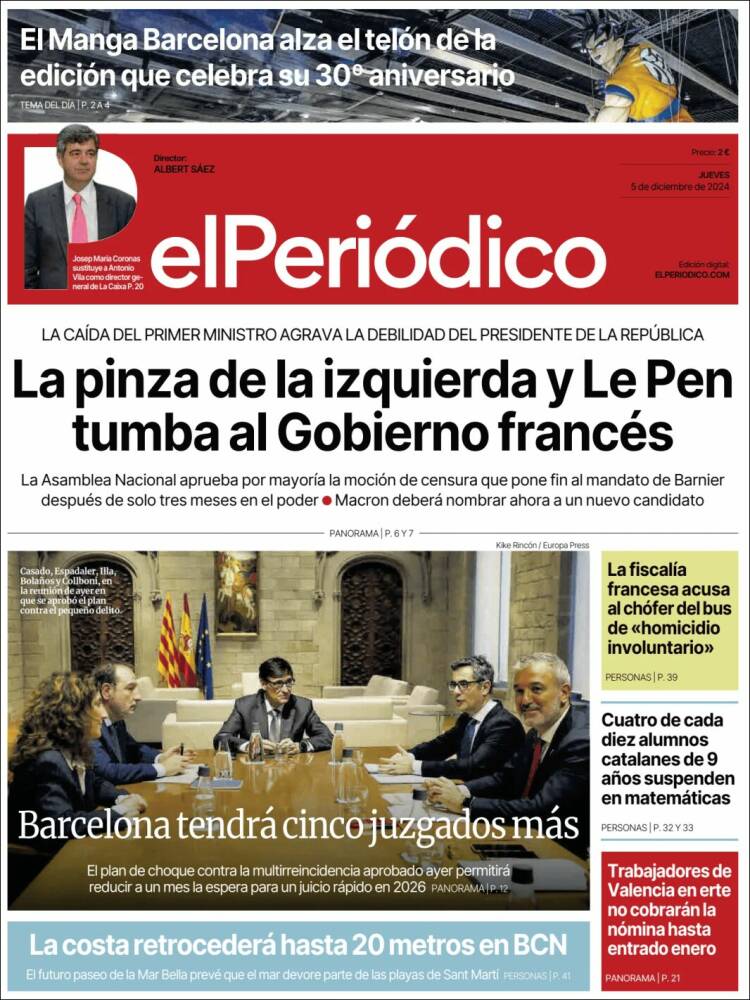 Portada de El Periódico (España)