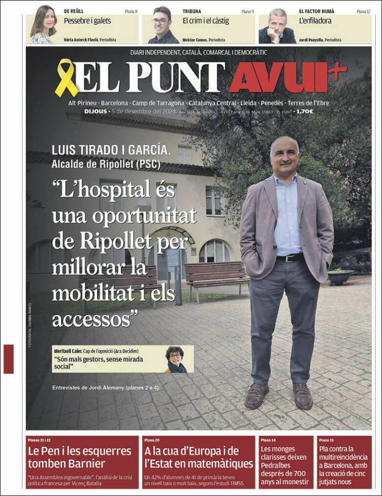 Portada de El Punt Avui (España)