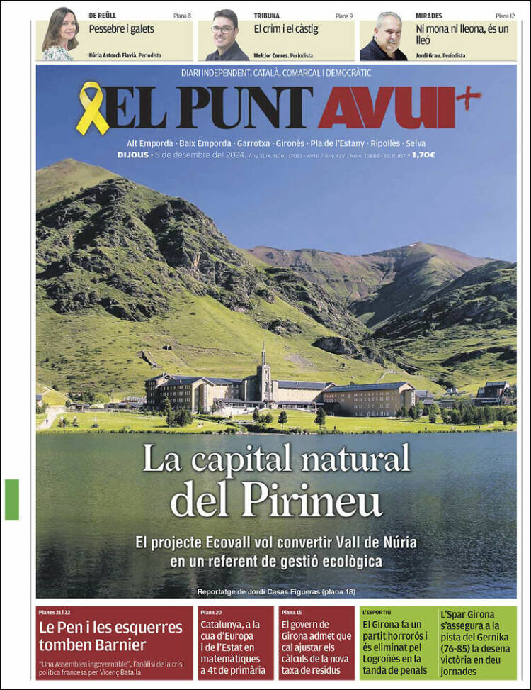 Portada de El Punt Avui - Girona (España)