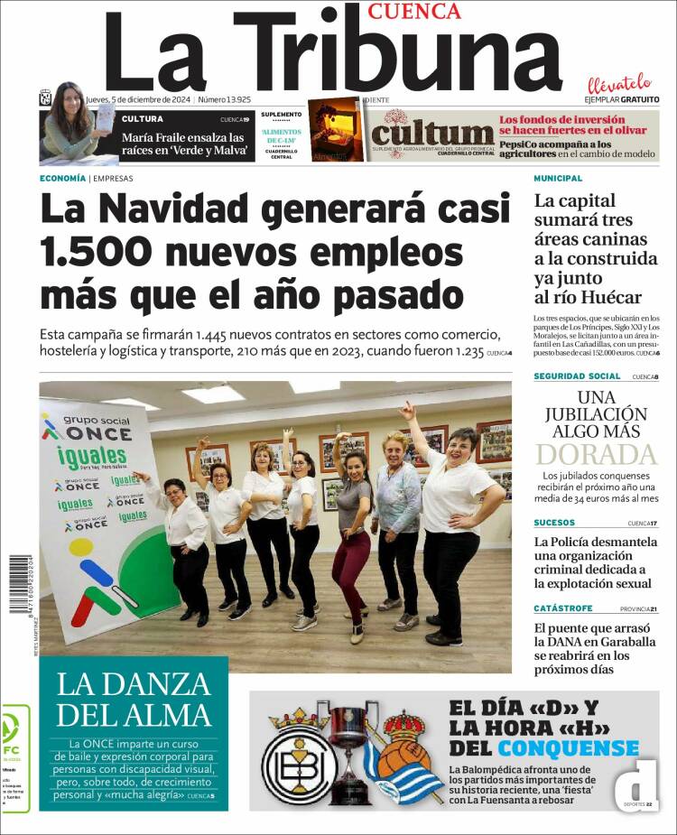 Portada de La Tribuna de Cuenca (España)