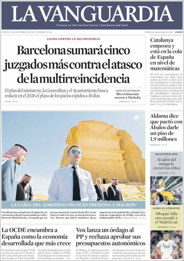 Portada de La Vanguardia (España)