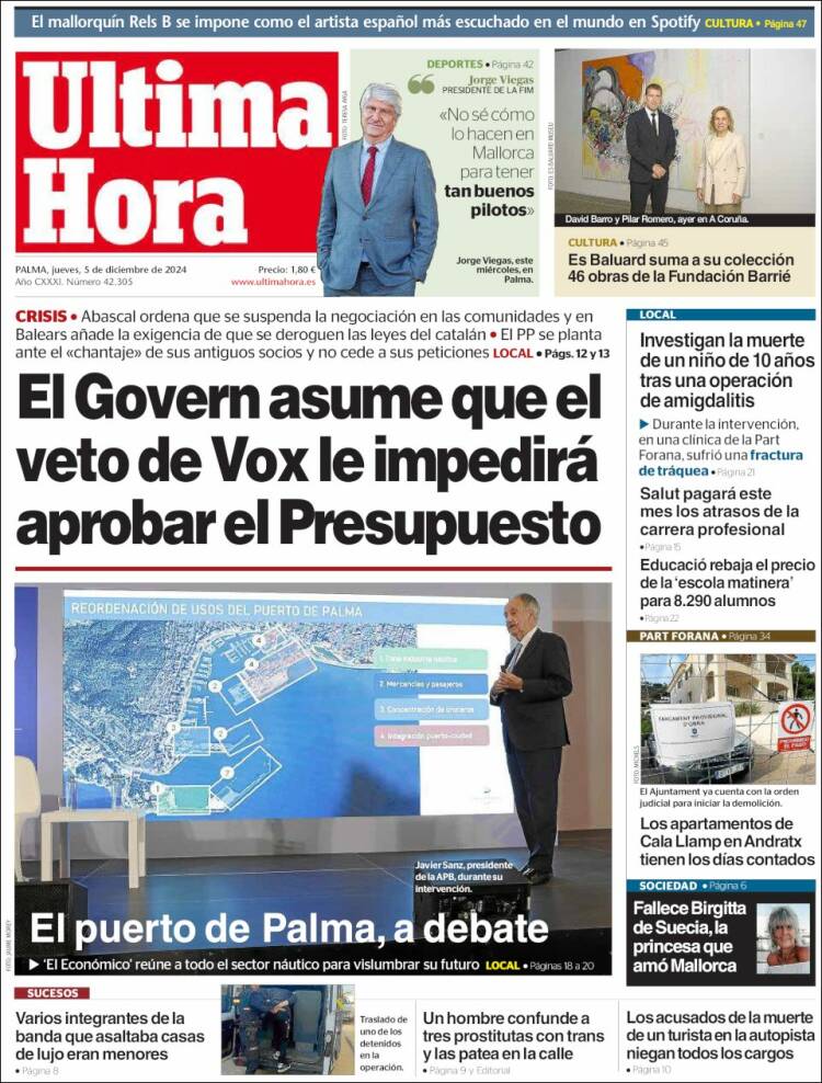 Portada de Última Hora (España)