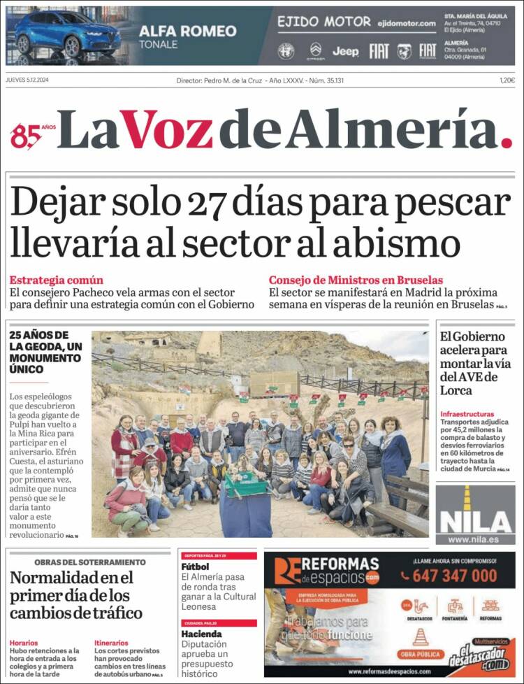 Portada de La Voz de Almería (España)