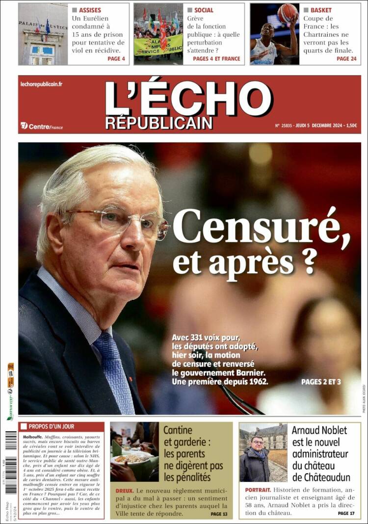 Portada de L'Echo Républicain (France)