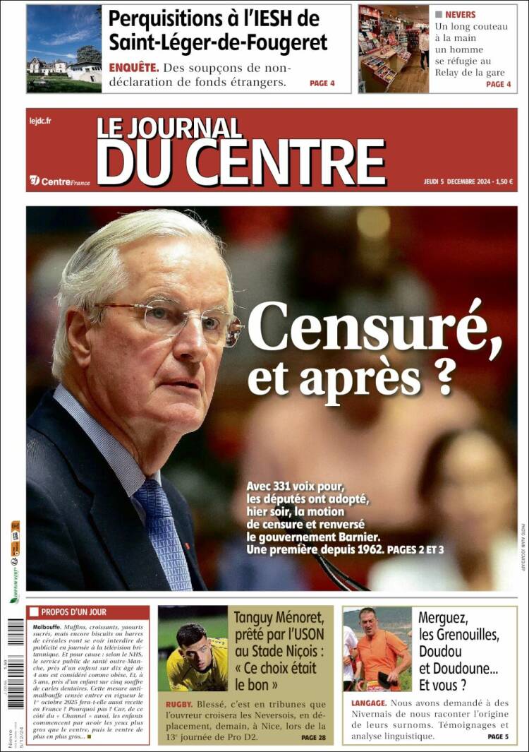 Portada de Le Journal du Centre (France)