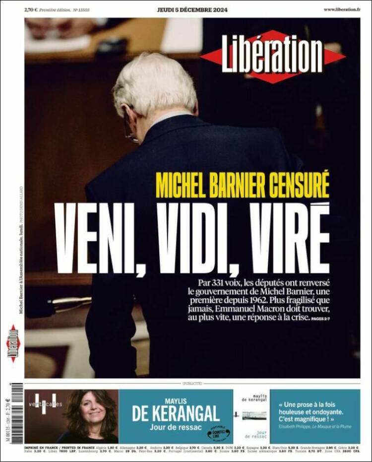 Portada de Libération (France)