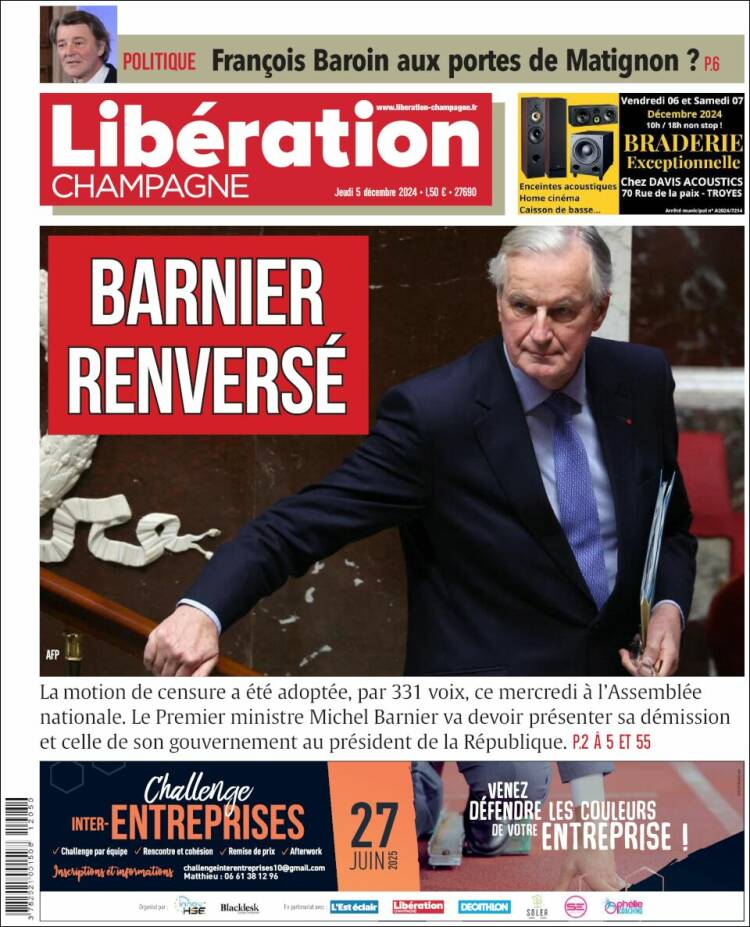 Portada de Libération Champagne (France)