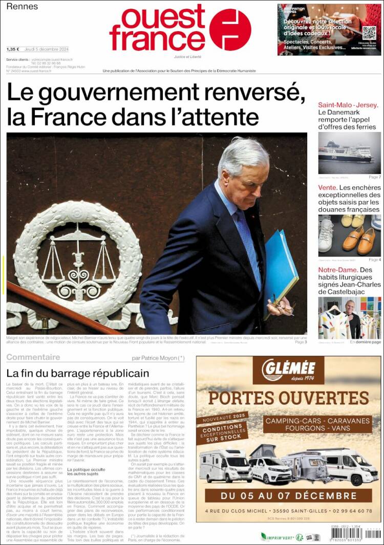 Portada de Ouest France (France)