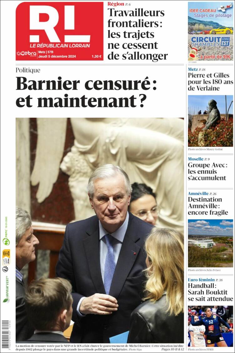 Portada de Le Republicain Lorrain (France)