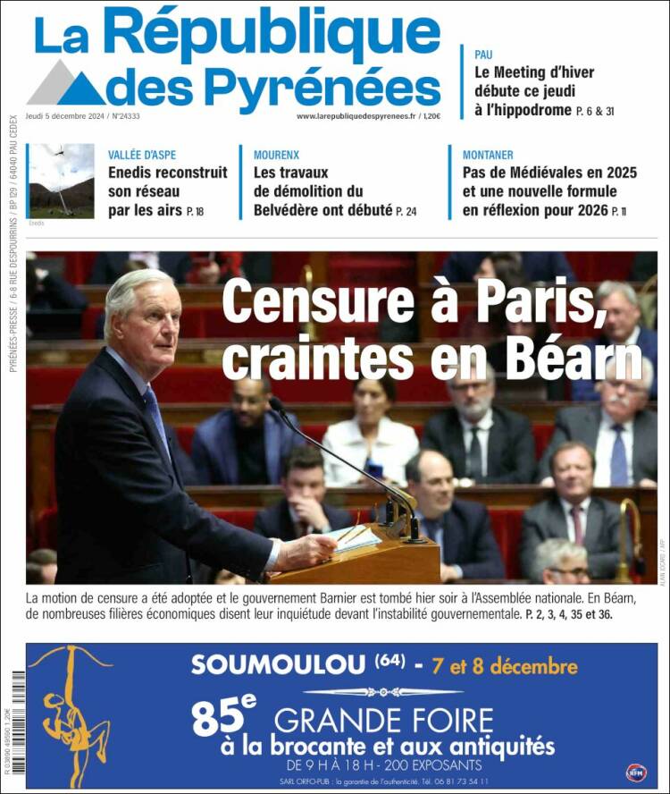 Portada de La République des Pyrénées (France)