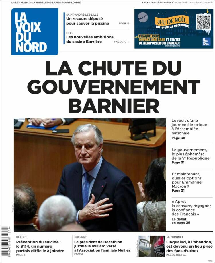 Portada de La Voix du Nord (France)