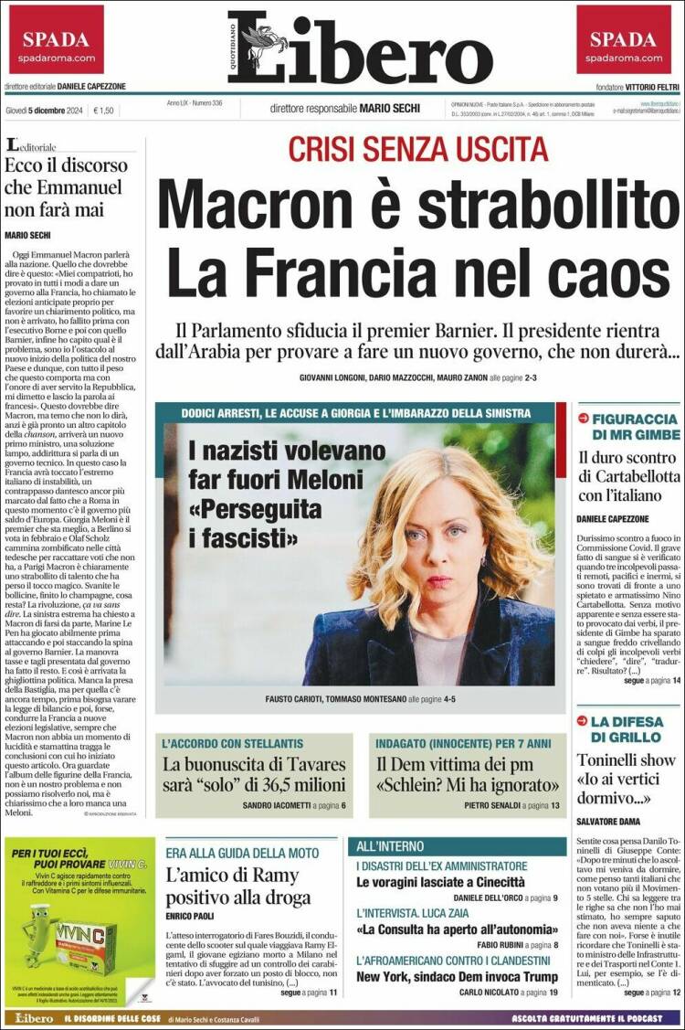 Portada de Libero (Italia)