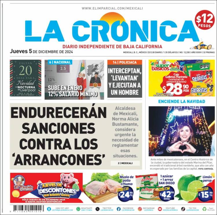 Portada de La Crónica de Baja California (M&eacute;xico)