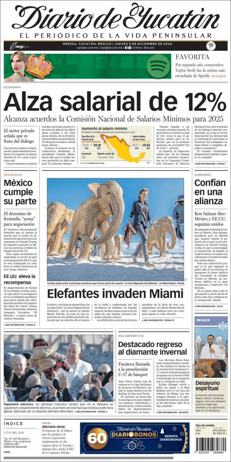 Portada de Diario de Yucatán (M&eacute;xico)