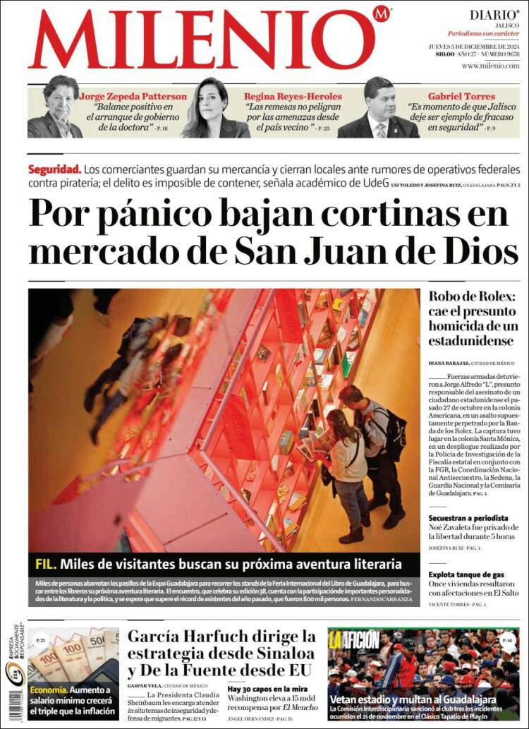 Portada de Milenio - Jalisco (M&eacute;xico)