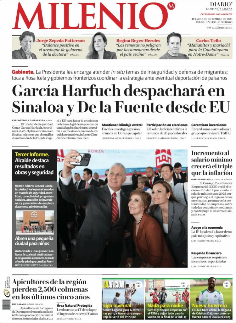 Portada de Milenio - Laguna (M&eacute;xico)