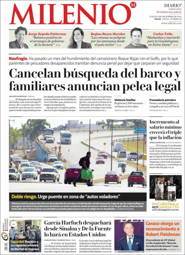 Portada de Milenio - Tamaulipas (M&eacute;xico)