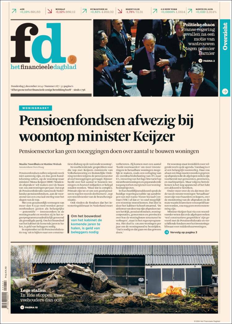 Portada de Het Financieele Dagblad (Pa&iacute;ses Bajos)
