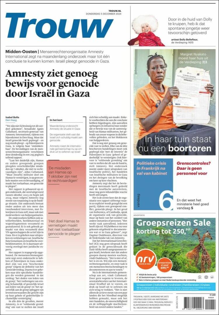 Portada de Trouw (Pa&iacute;ses Bajos)