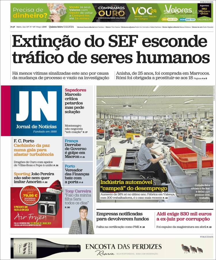 Portada de Jornal de Notícias (Portugal)