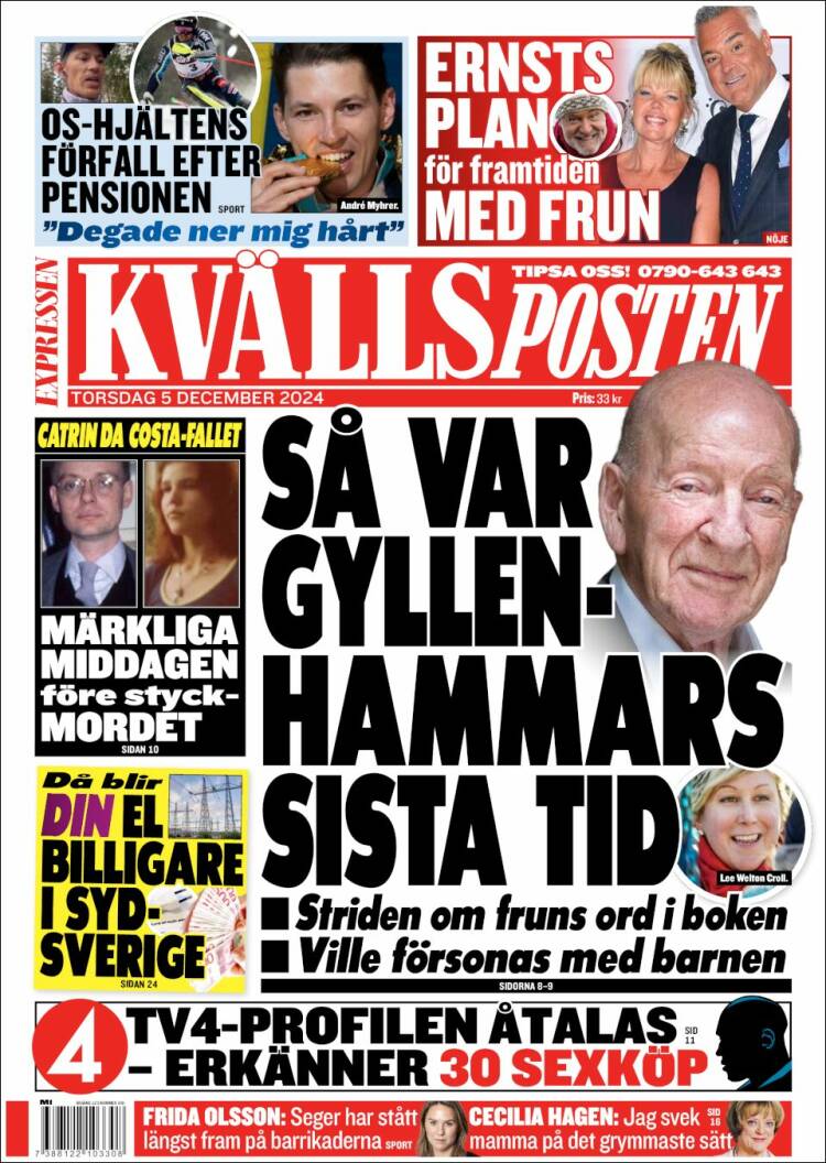 Portada de Kvällsposten (Suecia)